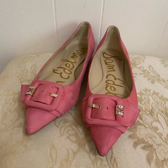 Pink Suede Pointed Toe Sam Edelman Flats - Picture 6 of 10